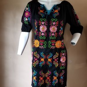 Beautiful black Mexican embroidered dress.